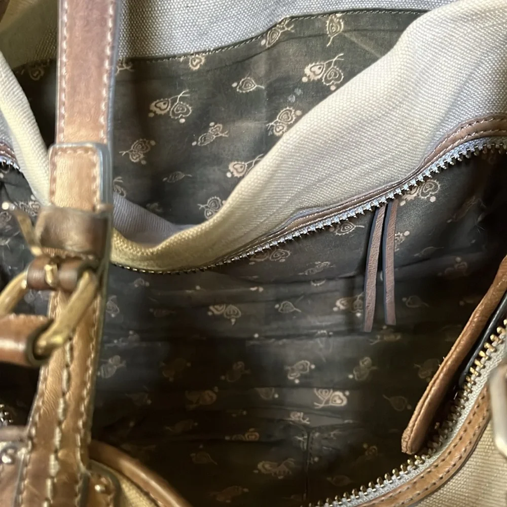 Anthropologie Schuler And Sons Canvas and Leather tote shoulder bag - Picture 4 of 7